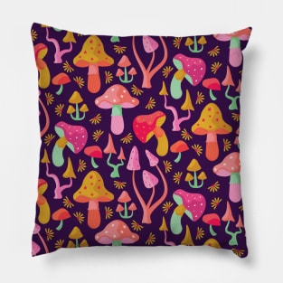 Happy Mushrooms Pattern Design Pillow