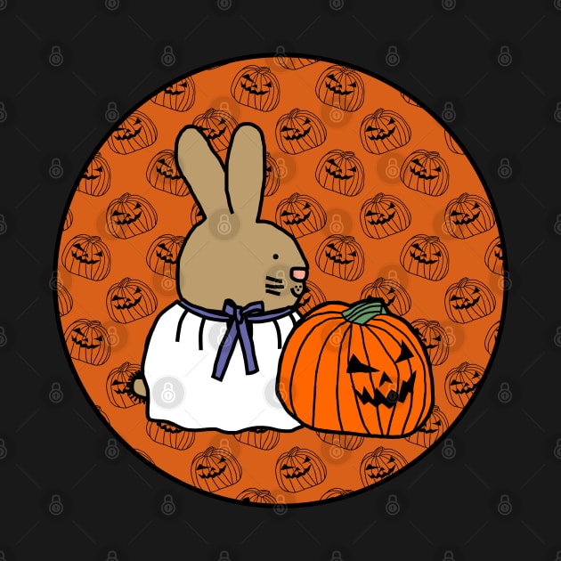 Halloween Horror Bunny Rabbit Orange Round by ellenhenryart