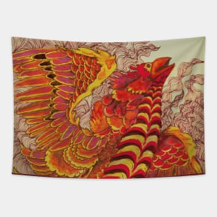 Black Fire Phoenix Tapestry