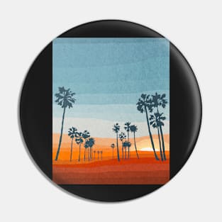 Sunset and palms, Mid century art print Pin