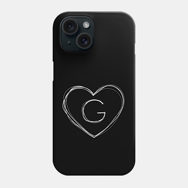 Letter G with heart frame in lineart style Phone Case by KondeHipe