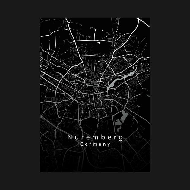 Nuremberg Germany City Map dark by Robin-Niemczyk