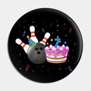 Bowling 7th Birthday Bday Party Kids 7 years Old Bowler Pin