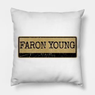 Aliska text black retro - Faron Young Pillow