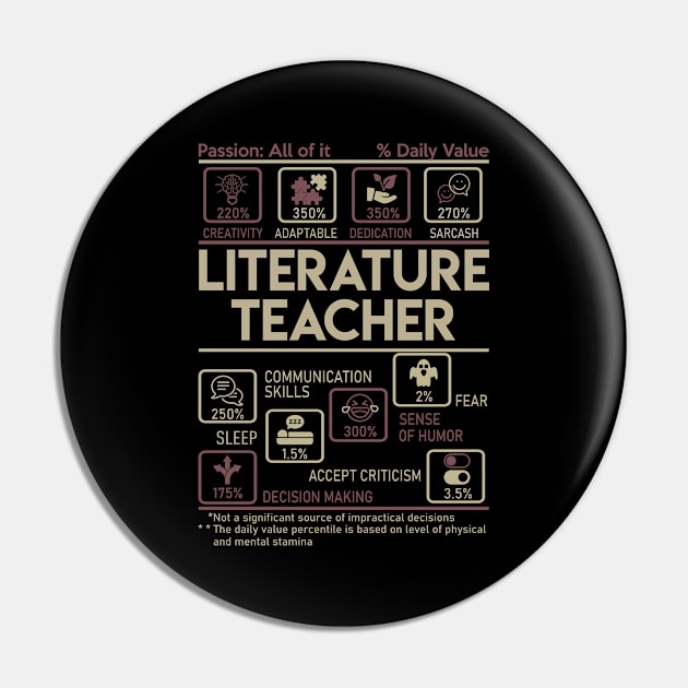 Literature Teacher T Shirt - Multitasking Daily Value Gift Item Tee Pin by candicekeely6155