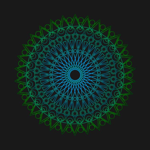 Green mandala on black by hedehede