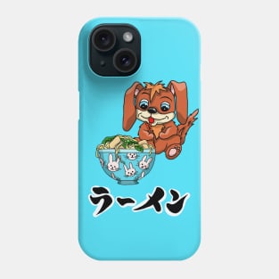 Doggy with chopsticks eating a bowl of noodles Phone Case