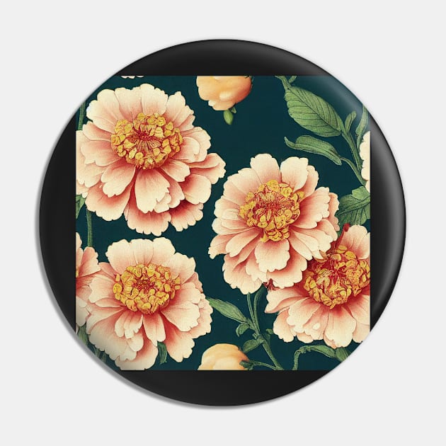 Bright Orange and Cream Flowers Pin by VintageFlorals