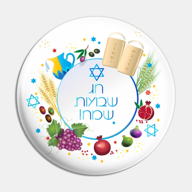 Happy Shavuot - Hebrew text, Jewish Holiday, seven species Pin by sofiartmedia