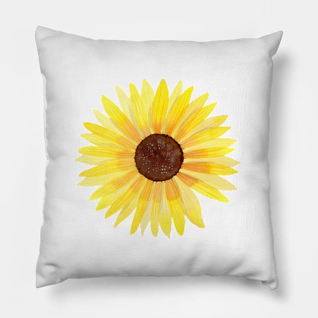 Bright Sunflower Watercolor Painting Pillow by Sandraartist