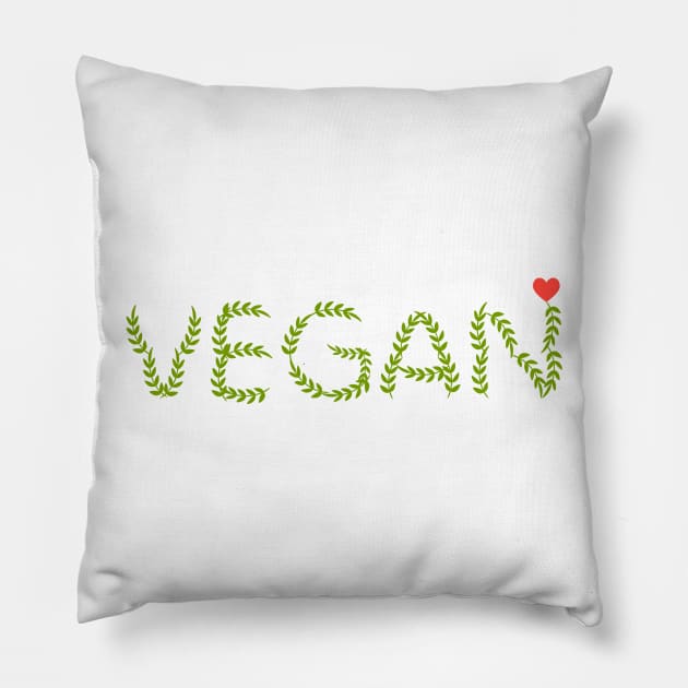 Vegan Love Lettering with Heart, Vegan Lifestyle, Anti-Cruelty, Animal Lover, Meat-Free Pillow by sockdogs