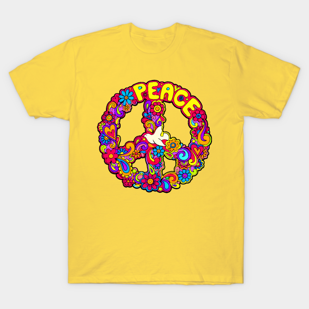 Discover Colorful Peace Sign - Peace Symbol Flower - T-Shirt