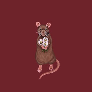 Rat Holding Flowers T-Shirt