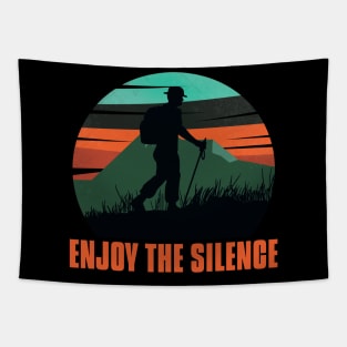 Enjoy the Silence | Retro Hiking Adventure Design for Nature Lovers Tapestry