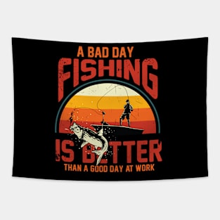 Fishing Is Better Than Work Tapestry