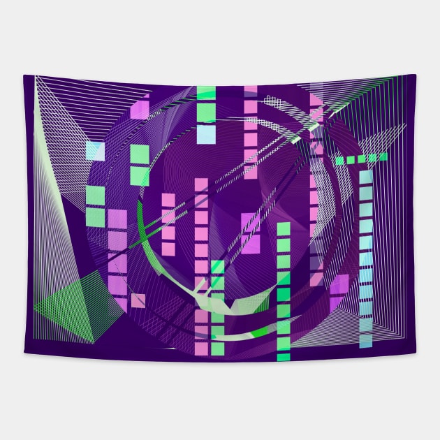 Geometric art electronic ciberpunk purple Tapestry by carolsalazar