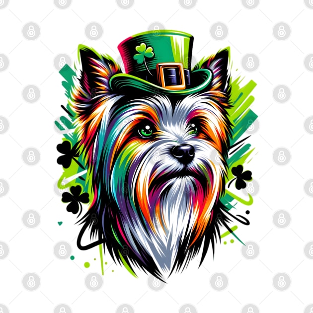 Silky Terrier in Leprechaun Hat Celebrates St. Patrick's by ArtRUs