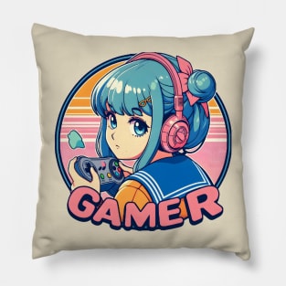 Cute Anime gamer girl Pillow