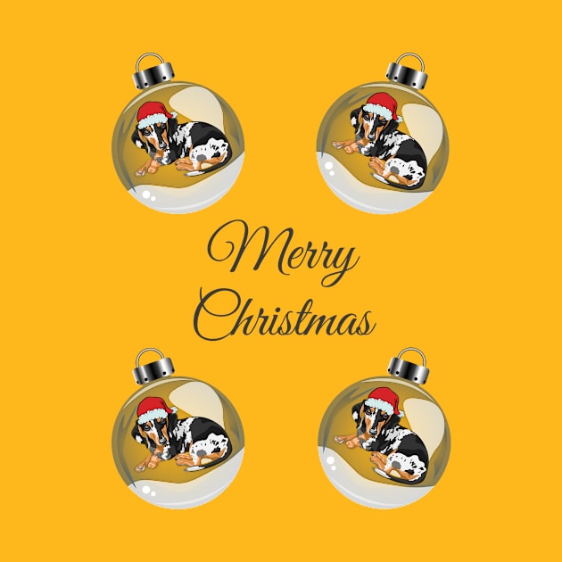 Merry Christmas with Santa Dachshund Dog in Glass Bauble by Seasonal Dogs