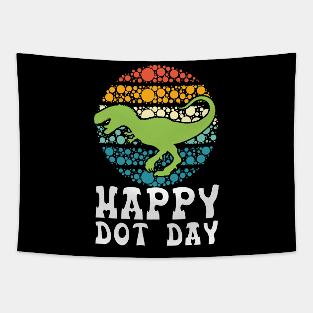 Happy International Dot Day Colorful Polka Dot Dinosaur Boys Tapestry by The Design Catalyst