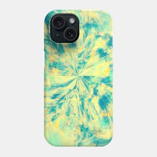 Teal and Yellow Tie Dye Splash Abstract Artwork Phone Case