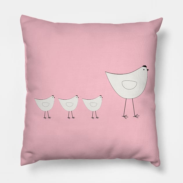 Free Roaming Farm Hens Pillow by KeiKeiCreative