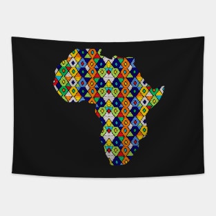 Zulu Beads in Shape of Africa Tapestry