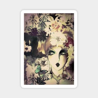 70s muted fashion deco art poster print pastel face Magnet