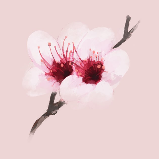 Watercolor Cherry Blossom by MadCanvas