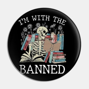 I'm With The Banned Reading Book, Banned Book , Reading Lover Gift For Librarian,book lover, floral book, Pin