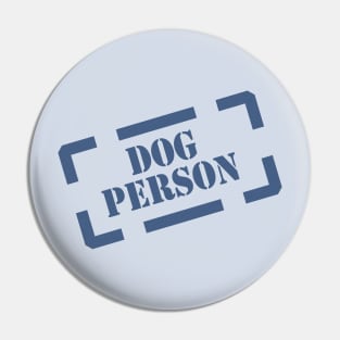 Dog Person Stamp blue on white Pin