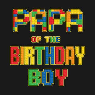 Papa of the Birthday Boy Building Block Birthday T-Shirt