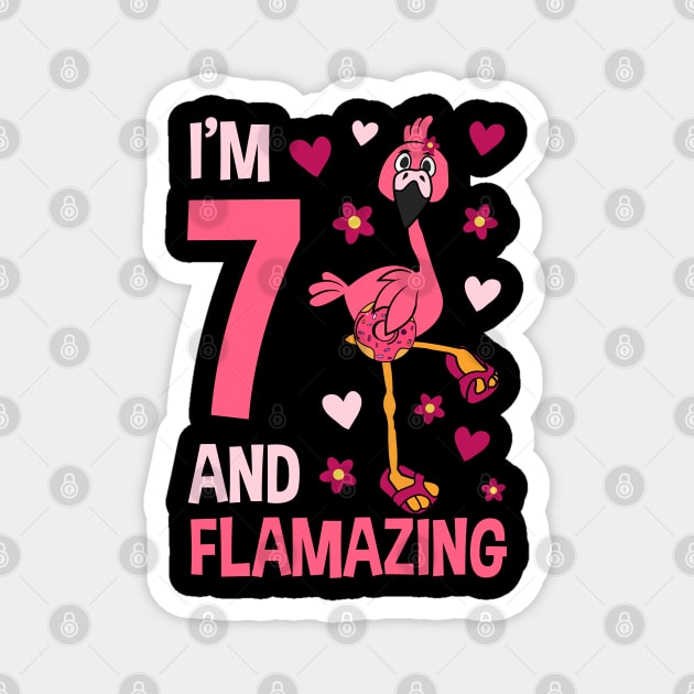 I'm 7 and Flamazing Flamingo Magnet by Tesszero