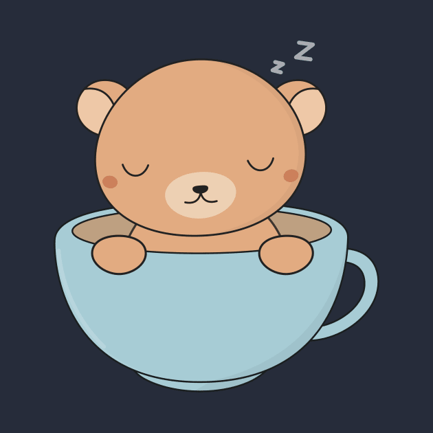 Kawaii Cute Brown Bear Loves Coffee by wordsberry