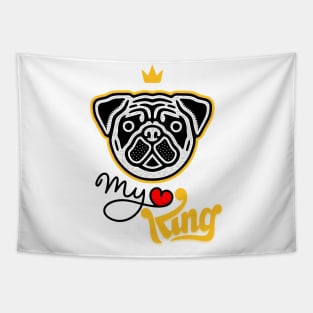 CUTE KING PUG Tapestry