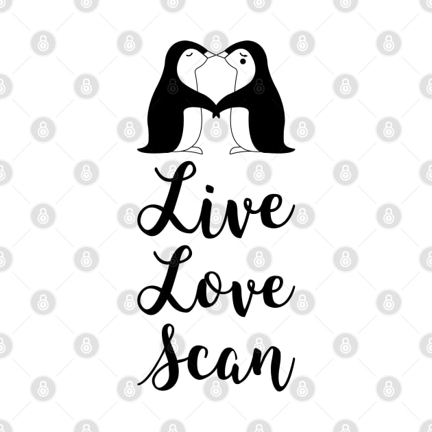 Live, Love, Scan Kissing Penguins by DesignIndex