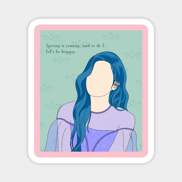 Lovely Blue-Haired Girl in a Spring Theme Casual Logo Design Magnet by Al-loony