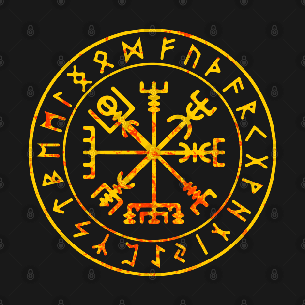 Viking Vegvisir Symbol Fire by Scar