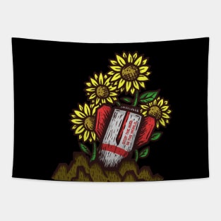 Sunflower and missile : Stop the war in the world Tapestry