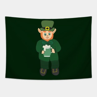 Cute Leprechaun with a mug of ale Tapestry