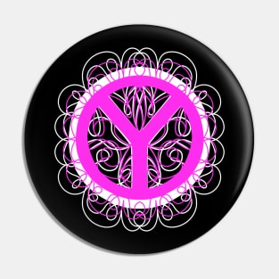 PEACE Sign Activist Pink And White Pin
