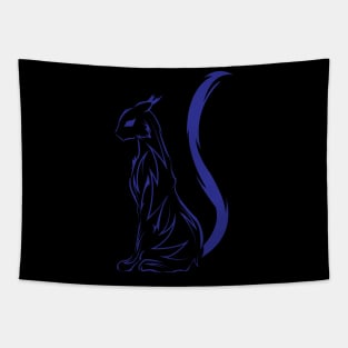 blue tribal cat tattoo Tapestry