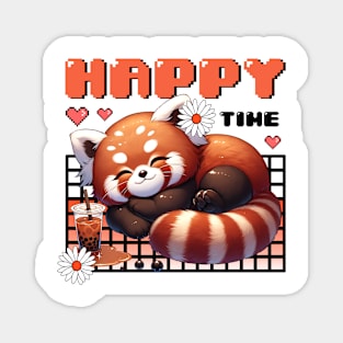 Red Panda Boba Happy time Magnet