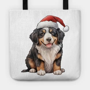 Bernese Mountain Dog in Santa Hat Tote