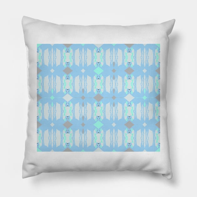 Great Dane and Chihuahaua in Blue and Green Pillow by MarbleCloud