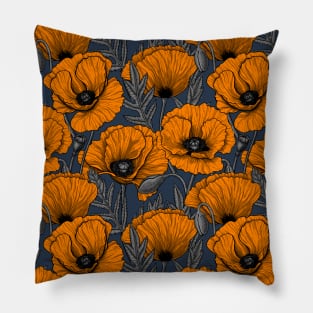 Orange poppy garden 2 Pillow