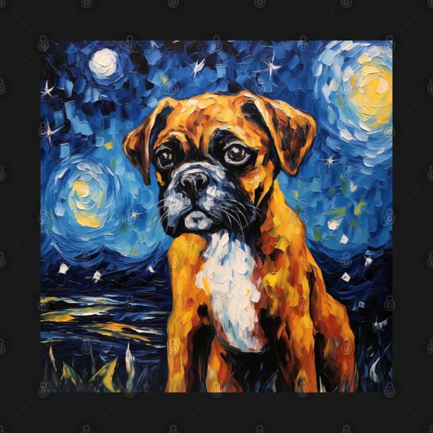 Boxer Puppy Painted by VIncent Van Gogh by NatashaCuteShop