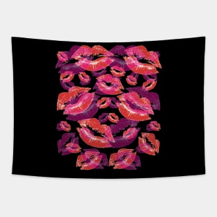 Cover Me In Lipstick Kisses Red and Purple Lipstick Tapestry