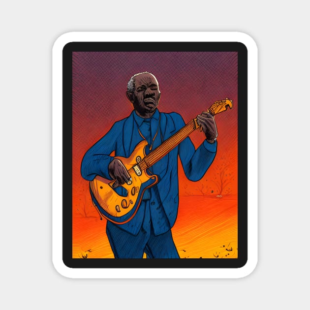 Old Blues Man Magnet by oldrockerdudes