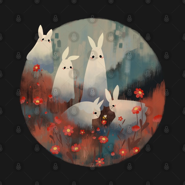 Ghost Bunnies and Flowers by Magcelium